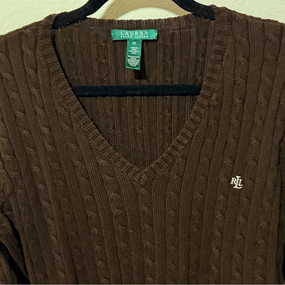 Lauren Ralph Lauren women’s Cozy Brown Knit Sweater - Picture 7 of 10